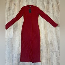 Fashion Nova Rich Red Long Sleeve Dress