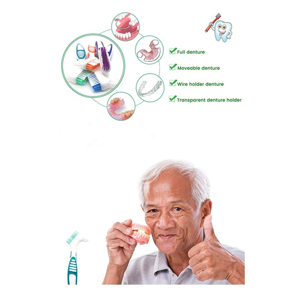 3 Pcs Denture Cleaning Brush Portable Cleaning Brush False Teeth Brushes for Den