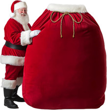 Extra Large Santa Gift Bag, 5.9ft 4.9ft Jumbo Santa Sack, Red Velvet Christmas B