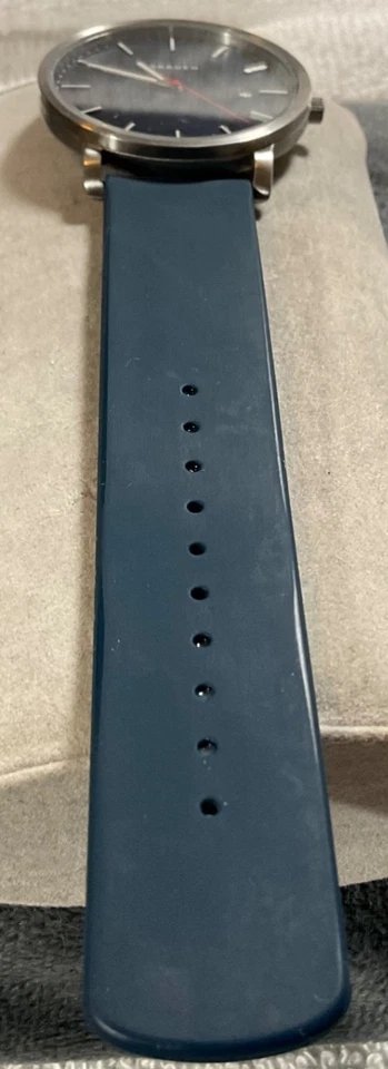 SKAGEN SKW6343 SS 40 мм часы Дата темно-синий циферблат силиконовый ремень новый аккумулятор - Изображение 4 из 4