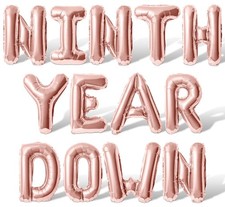 NINTH YEAR DOWN Letter Balloon Banner - 9th Birthday Party Supply Decorations