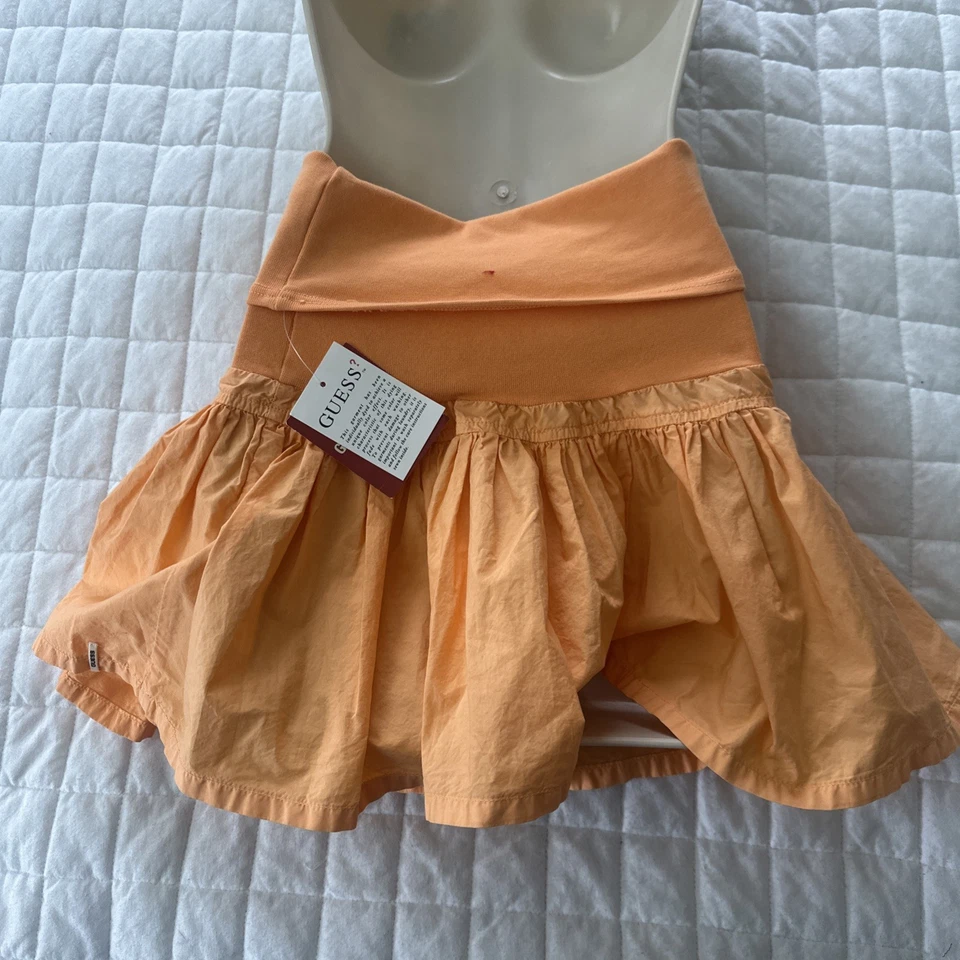 Falda Vintage GUESS JEANS Mujer XS Naranja Mini Retro Y2K Dobladillo Burbuja Coqueta Foto 3 de 4