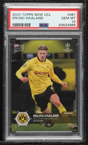 2020-21 Topps Now UEFA Champions League /5513 Erling Haaland #087 PSA 10 GEM MT