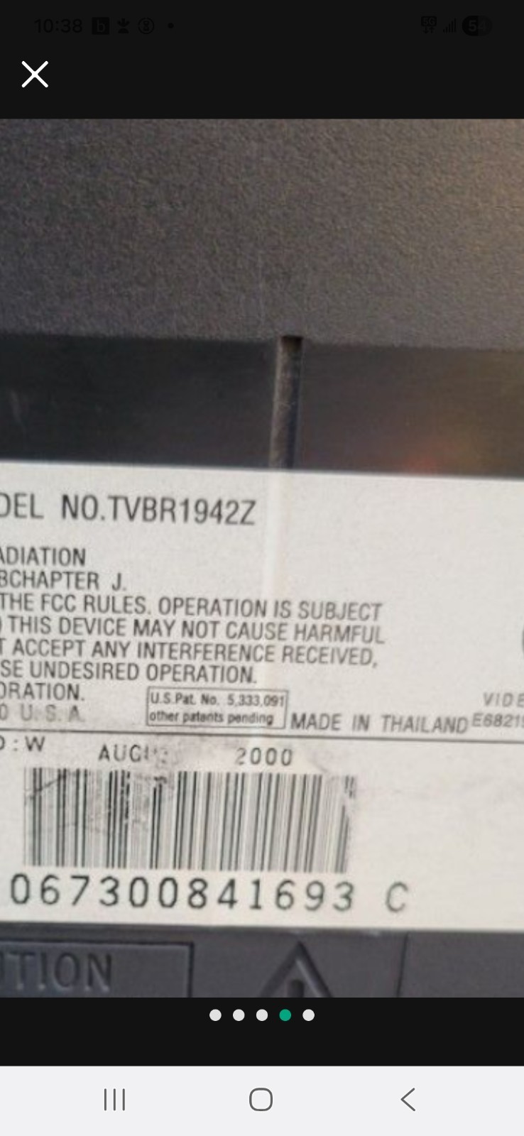 Zenith TVBR1942Z CRT TV VHS Combo With Remote Works Great 