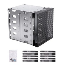 Stainless Steel Hard Drive Cage 5.25" to 5x 3.5" SAS SATA HDD Cage for Comput...