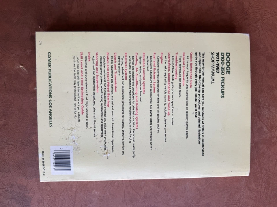 Camioneta pick-up Dodge D-150 D200 1971-1987 manual de reparación de taller guía del motor Foto 4 de 4