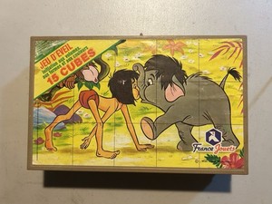 Walt Disney 1960s-70s Cube Block Puzzle Bambi, Jungle Book, 101 Dalmatians, etc.