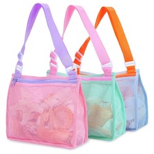 Beach Toy Mesh Beach Bag Kids Shell Collecting Bag Beach Sand Toy Seashell Bag