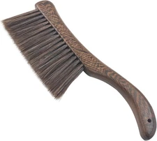 Hand Broom Brush, Wooden Handle Soft Bristle Cleaning 1 Curved Brown 