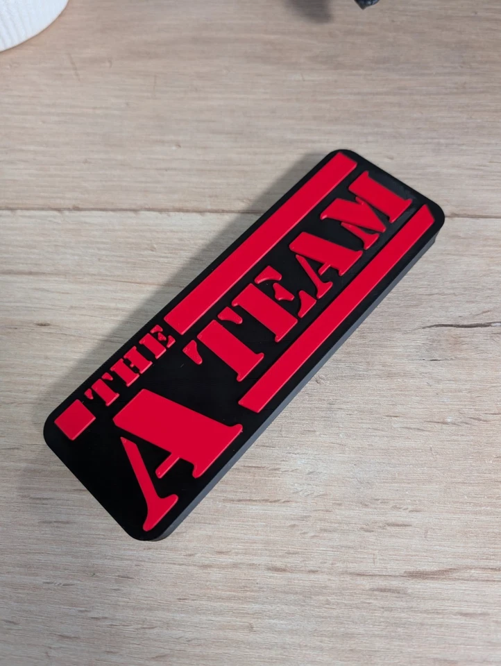Logo THE A-TEAM (L'Agence Tous Risques) - Enseigne Déco Vintage 3D - 19x6cm - Photo 4/4