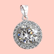 4.00Ct. Round Shape Certified White Diamond Pendant In 925 Silver - Tariffs Free
