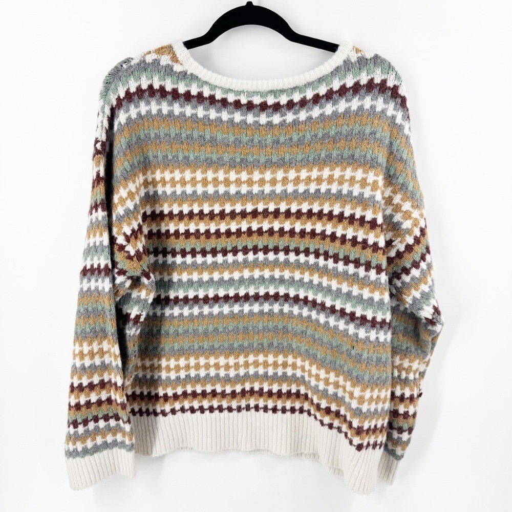 ✅ KNOX ROSE Striped Multicolor Women's Sweater SIZE X-LARGE SCOOP NECK