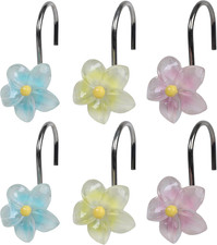 Home Colorful Flower Shower Curtain Hooks anti Rust Shower Curtain Hooks Decorat