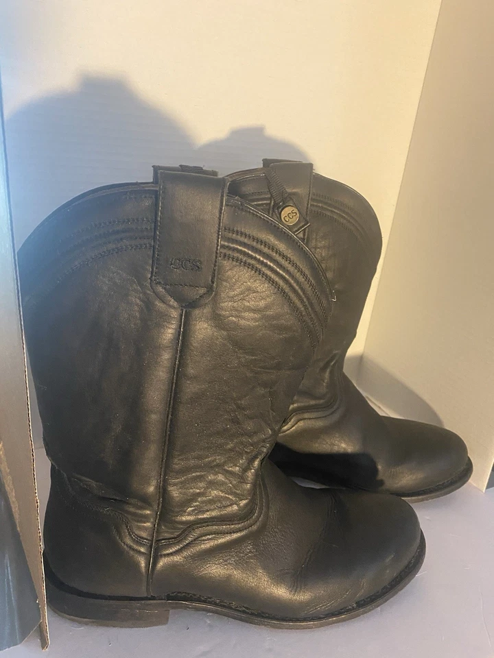 Botas de cuero negras para hombre Roper Sidewinder ocultas talla 10EE Foto 2 de 4