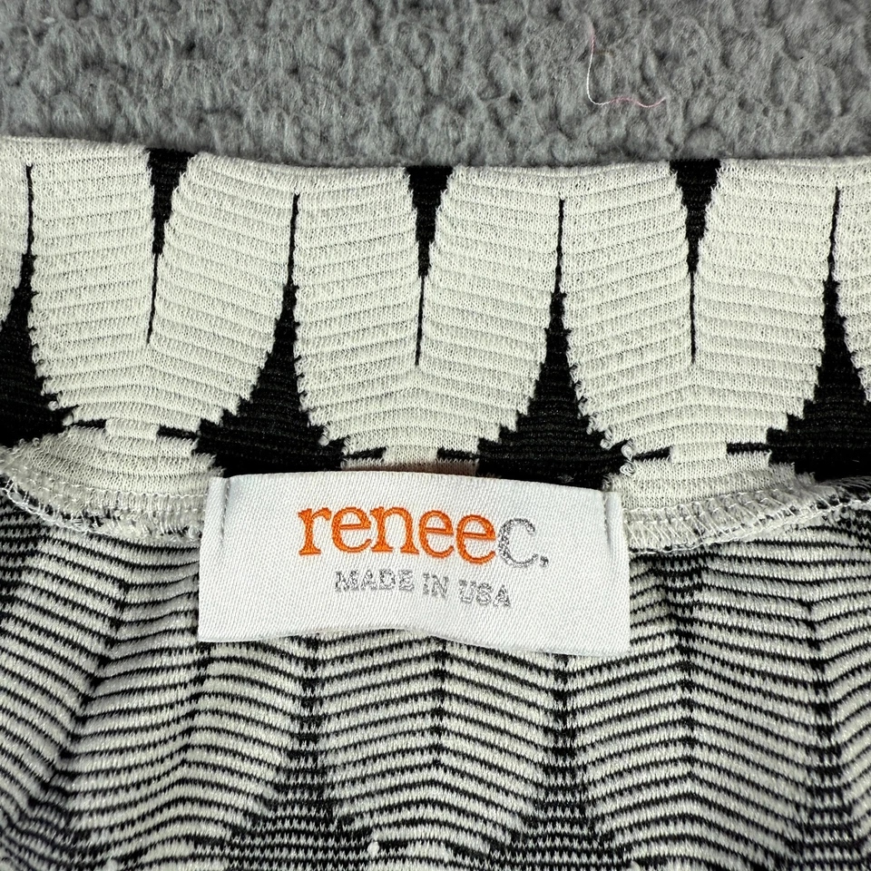 Renee C. Black White Womens 1X Plus Geometric Stretch Knee Length USA Made Skirt - Image 3 of 4