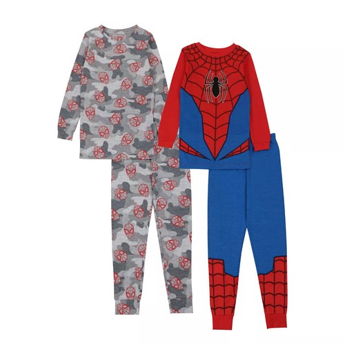 4 Piece Character Set Pajamas Mermaid Star Wars Spiderman Turtles - Picture 4 of 29