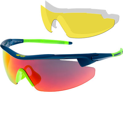 Radbrille Sportbrille Fahrradbrille 3 x Wechselscheiben klare gelbe + Etui 