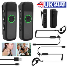 2X Portable Wireless Mini Walkie Talkie Ear-Hook Bluetooth Collar Clip intercom