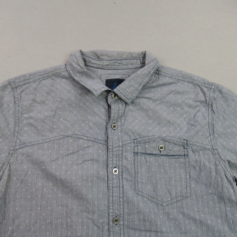 Camisa Prana Para Hombres XL Manga Corta Botón Frontal Ligera Bolsillo Rayas Orgánica Foto 2 de 4