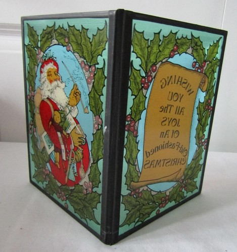 Vintage Seriglas Smoking Santa "Wishing You Joy Christmas" klappbare Weihnachtsdeko - Bild 2 von 4