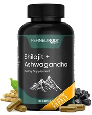 Refined Root Pure Himalayan Shilajit (20% Fulvic Acid) with Ashwagandha