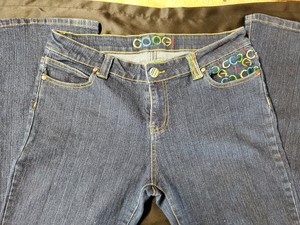 Coogi Jeans para Mujer 11/12-Dark Wash Blue Jeans DENIM BORDADO de Corte de  Botas | eBay