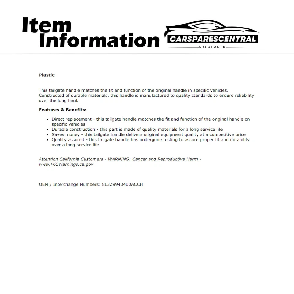 Ручка задней двери Dorman для 2011 2012 2013 2014 2015 Ford F-250 Super Duty 6,2 л - Изображение 4 из 4