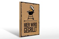 Holzschild Spruch 30X40 Cm Hier Wird Gegrillt Kugelgrill Deko Schild