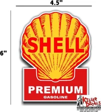 (shell #4) 6" SHELL gasoline pump LUBSTER DECAL GAS OIL SIGN WALL STICKER