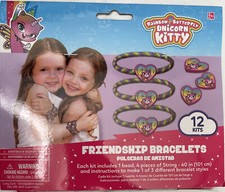 Rainbow Butterfly Unicorn Kitty 12 Pack Of Friendship Bracelets - Brand New