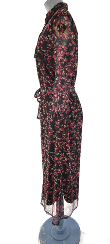 Mesh Dress Black Floral Shift Victoria Freebird Sheer Sleeve Midi Size S BNWT - Picture 4 of 15