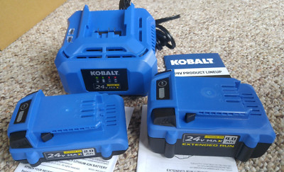 KOBALT 24V BATTERIES & CHARGER KIT 2 & 4 AH 24 Volt Max NEW