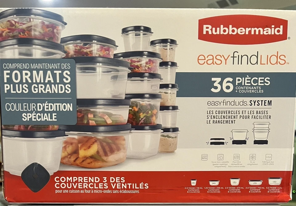 Rubbermaid 36 件带易于查找盖子容器 - A0001 — 第 3/4 张图片