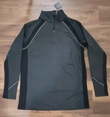 NWT QED STYLE Snowville 1/4 Zip Golf Pullover Mens's Size Large Two Tone Black