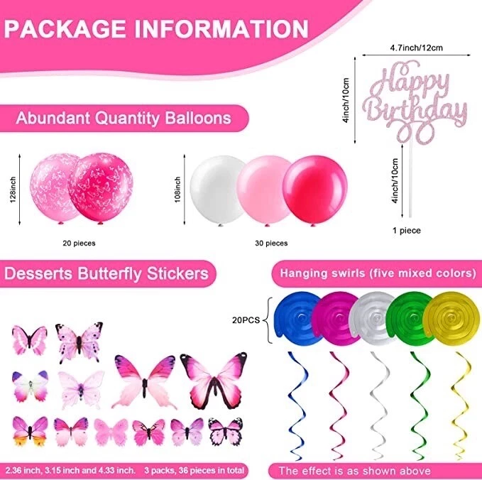 Juego de 108 piezas de decoración de fiesta de mariposas para vacaciones, cumpleaños Foto 2 de 4
