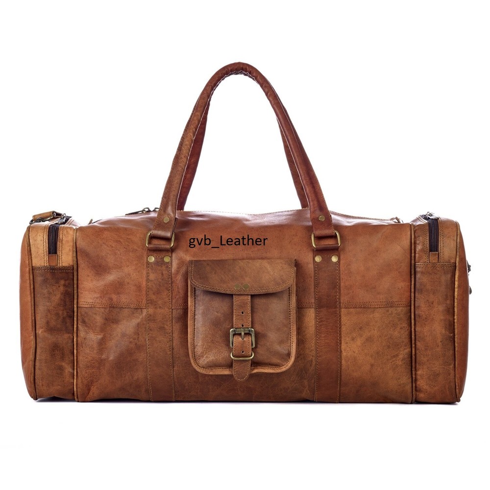 Men's Genuine Leather Travel Duffel Weekender Easy Carry On Vintage Luggage Bag