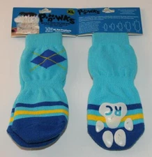 PAWKS ~ Blue Argyle - Anti Slip GRIP SOCKS - sz XL - RC Pet Products *NEW!