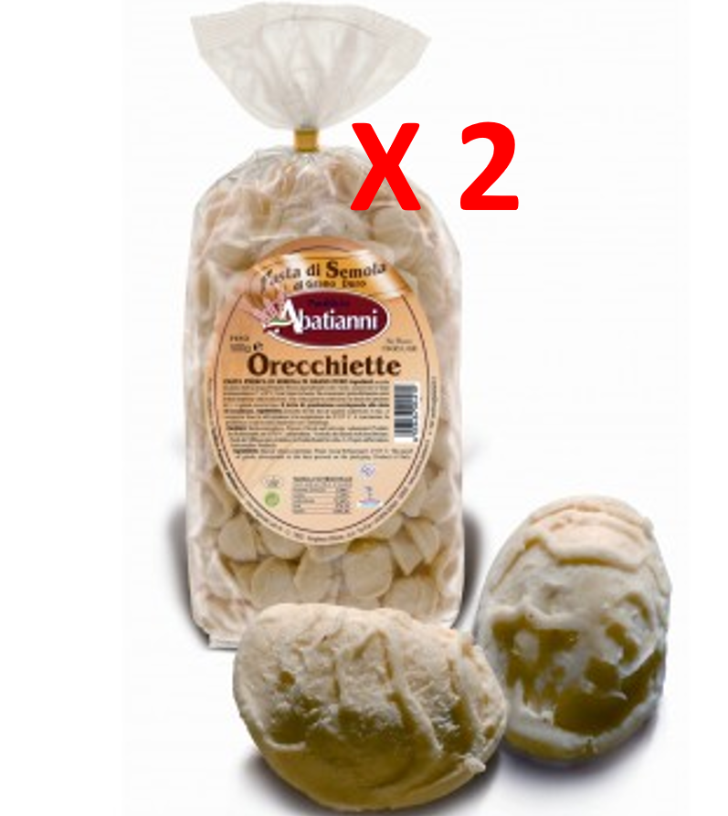 Abatianni Rawhide Ears 1 KG Paste Durum Wheat Hardwood 100% Italian 500G X 2