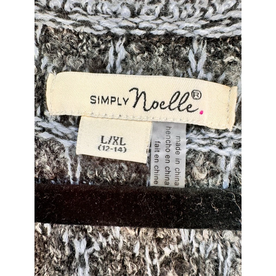 Chaleco largo tejido Simply Noelle para mujer L/XL gris/azul abotonado delantero Foto 4 de 4