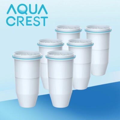 AQUA CREST 6-Stage Pitcher Water Filter - Compatible With ZeroWater® ZR-017 Models (6 Pack)