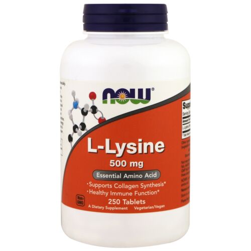 L-Lysine Amino Acid 500mg Tablets by Now Foods - 250 - Afbeelding 1 van 3