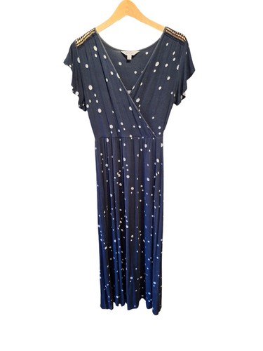 Market Spruce Womens Dress Sz M Navy Polka Dot Cruisewear Vacation  - Picture 2 of 7