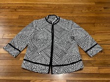 Chico's Black/White Patterned Blazer Women's Size 2 US Size Large Stretch