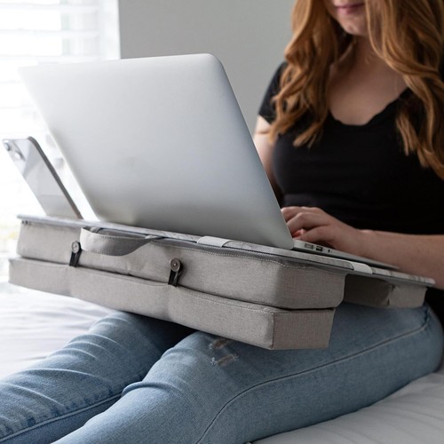Elevation Lap Desk with Cushion & Device Ledge for 15.6" Laptops - White Marble - Picture 5 of 9