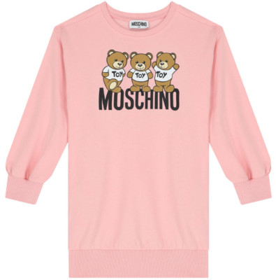 Moschino girl Pink Teddy Bear logo sweatshirt dress size 4 and 5