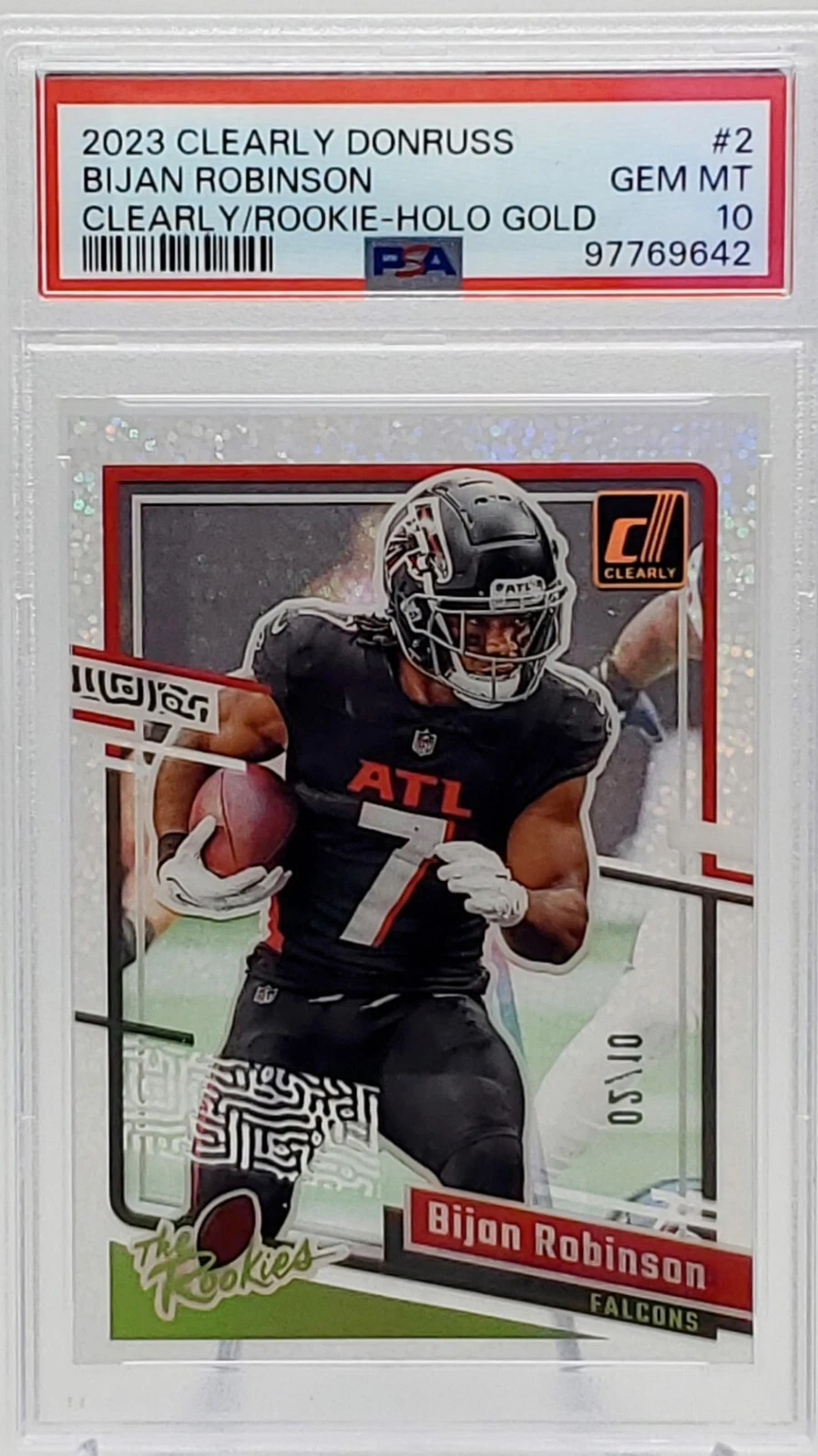 Bijan Robinson Panini Clearly Donruss Clearly the Rookies #2 Holo Gold