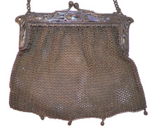 Art Nouveau Mesh Purse German Silver Handbag Evening Bag Vintage