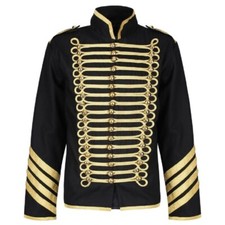 Gothic Military Band Gold Jacket for Men Vintage Goth Coat Jacket STEAMPUNK