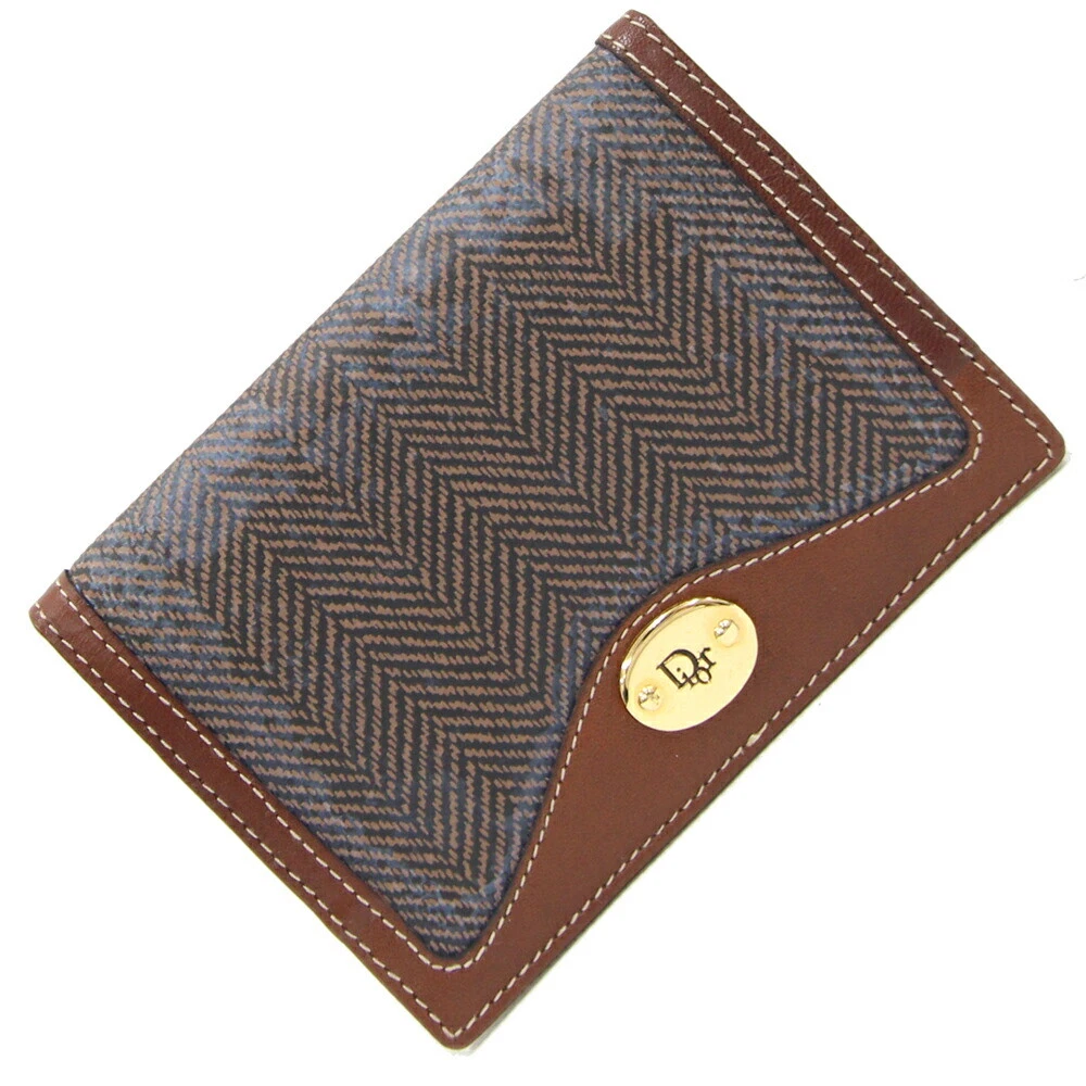 Porte carte de visite Dior cuir PVC marron occasion étui passeport logo entreprise