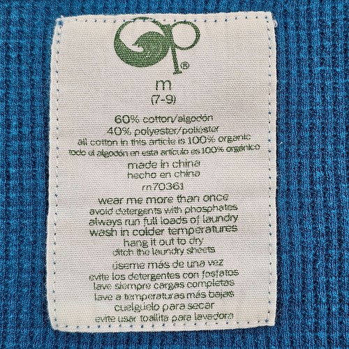 OP Ocean Pacific Blue Long Sleeve Cotton Blend Thermal T-Shirt Womens M (7-9) - Picture 3 of 6